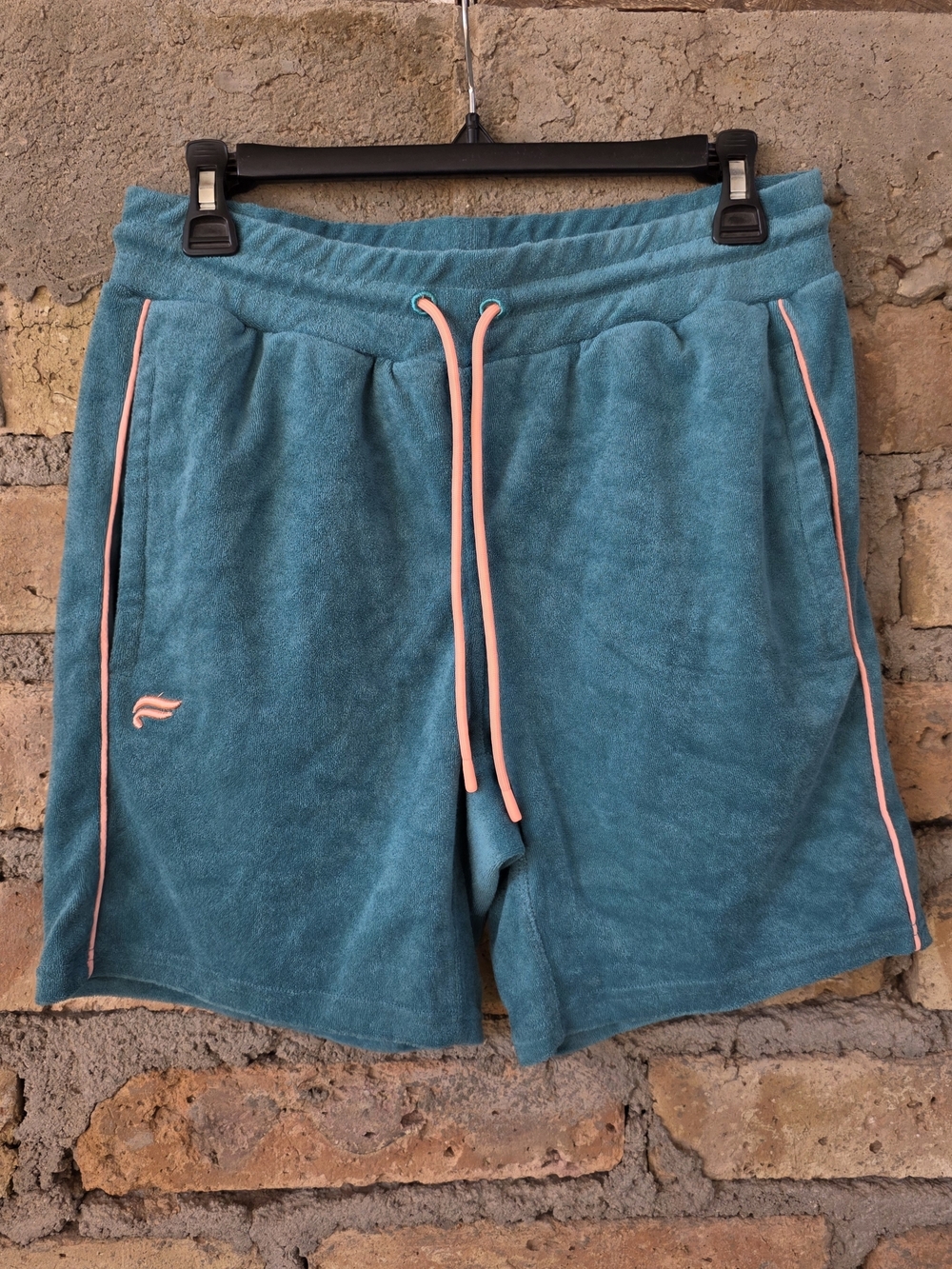 ​Fabletics Island Terry Cloth Shorts Teal/Pink Small